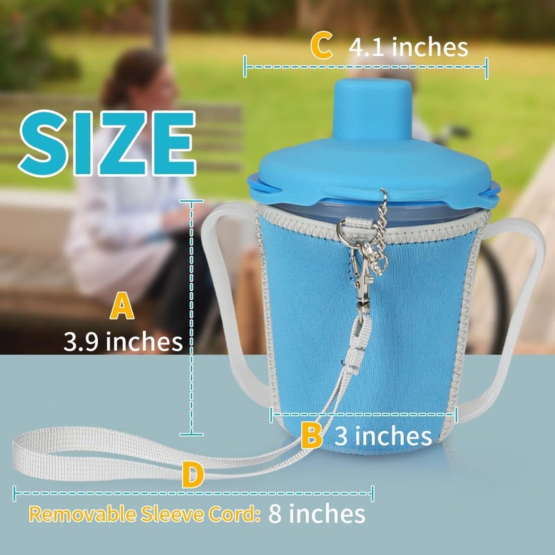 Ehucon Cup Sleeve with Silicone Lid Cover Set to Protect Dysphagia Regulating Drinking Cup for Swallowing and Disorders People-Sky Blue（Excluding Cup） - Image 3